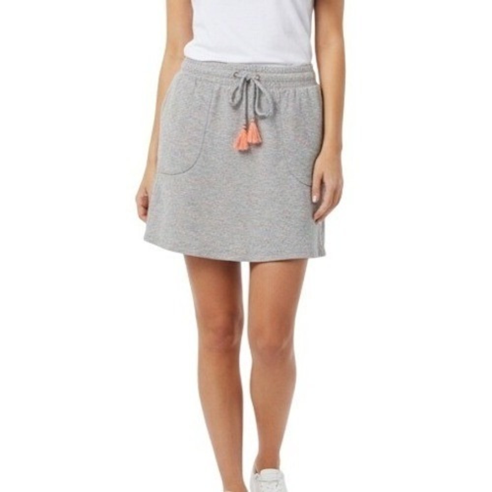 Lilly Pulitzer Skirt Womens Medium Gray Jersey Tassel Drawstring Pockets Casual
